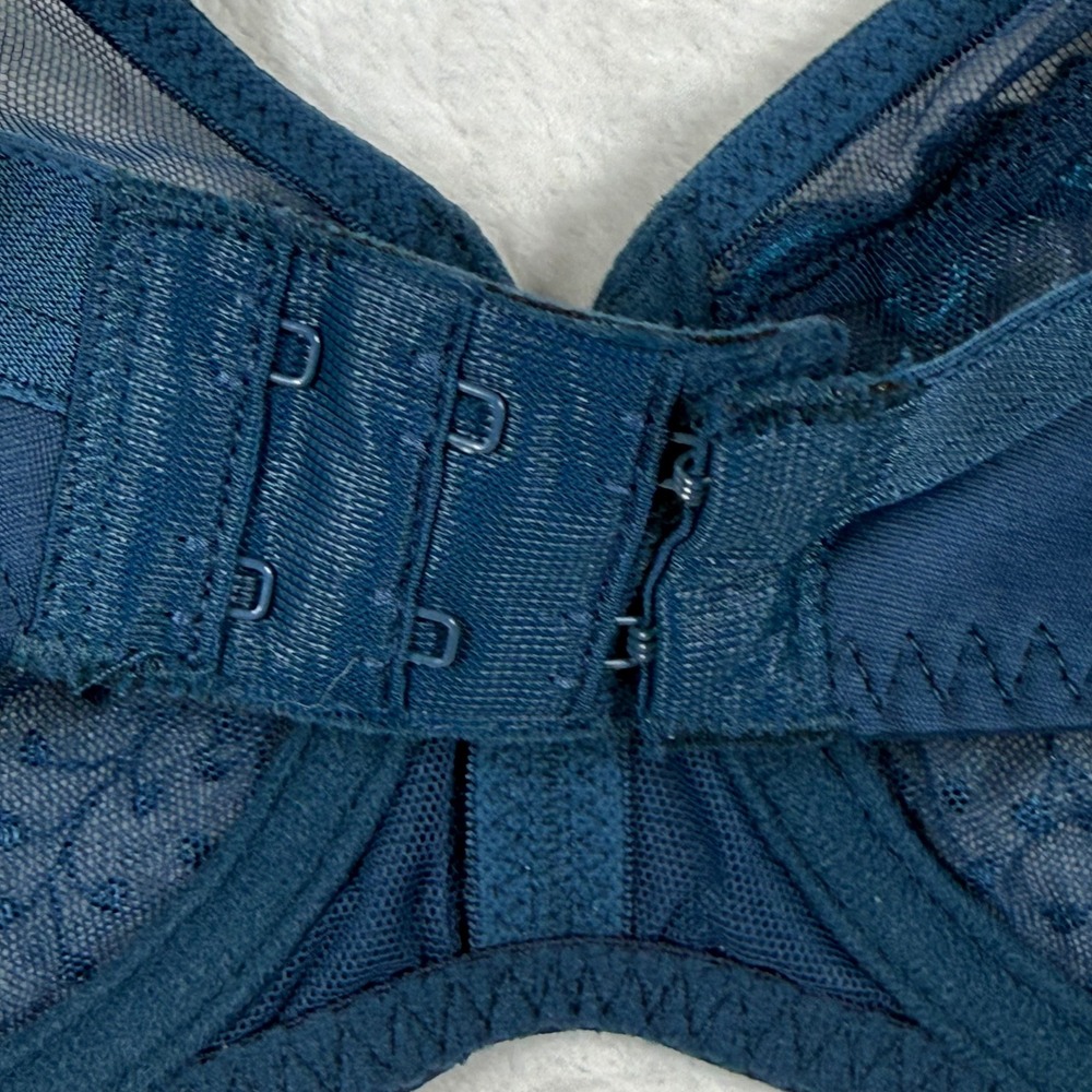 Simone Perele Delice Sheer Plunge Bra 34F Prestige Blue Embroidered 12X319 NEW - Picture 8 of 10